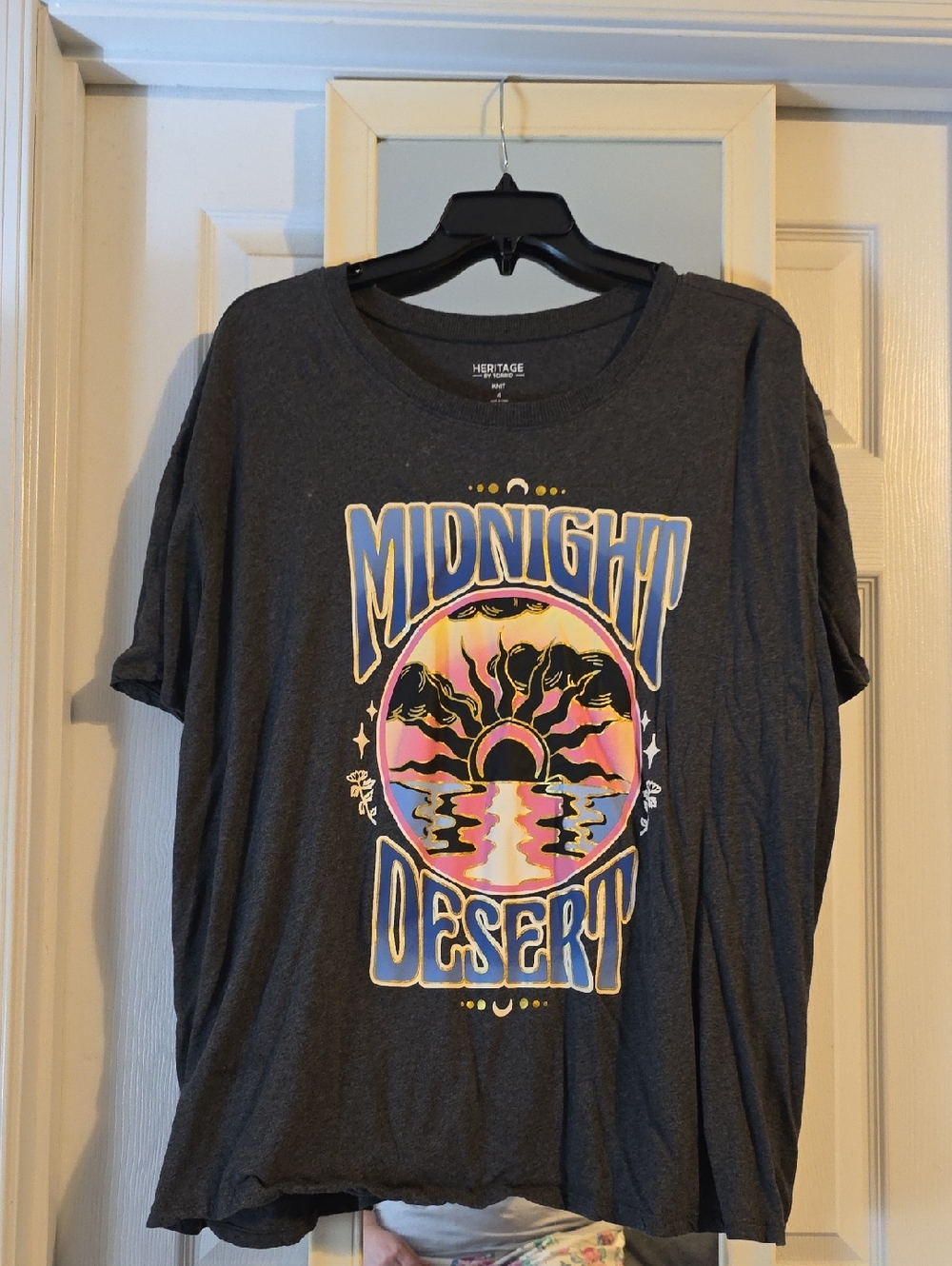 torrid Charcoal Graphic Tee with Pink & Yellow Sunset
